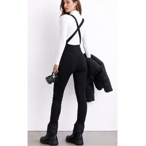 Schoeller Stretch Wool Blend Overall Bib Ski Pants Criss Cross Straps Stretch 4